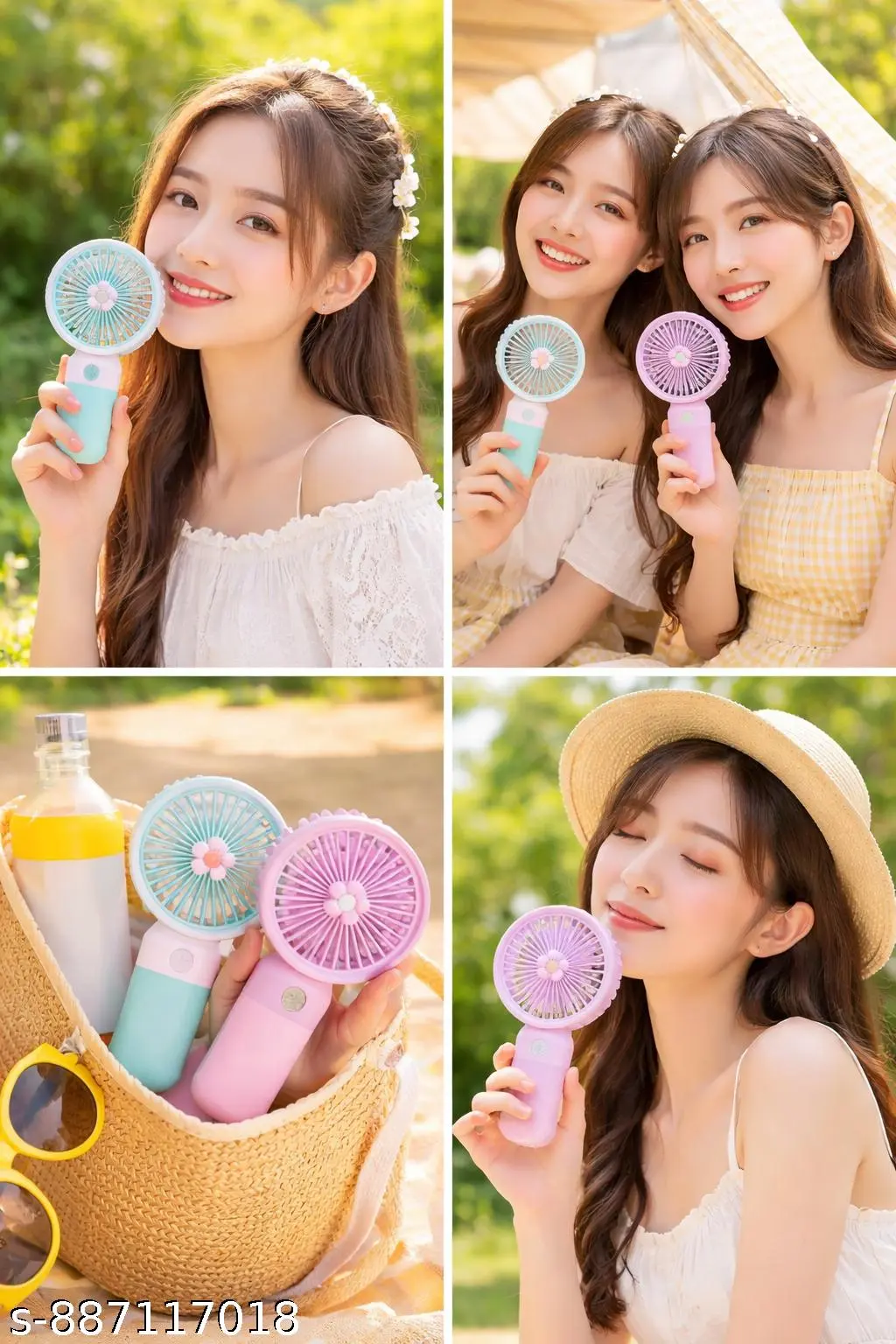 PACK OF 2 Portable Cartoon Shaped Handheld USB Rechargeable Small Fan & Student Desktop Phone Holder (Pack Of 2)