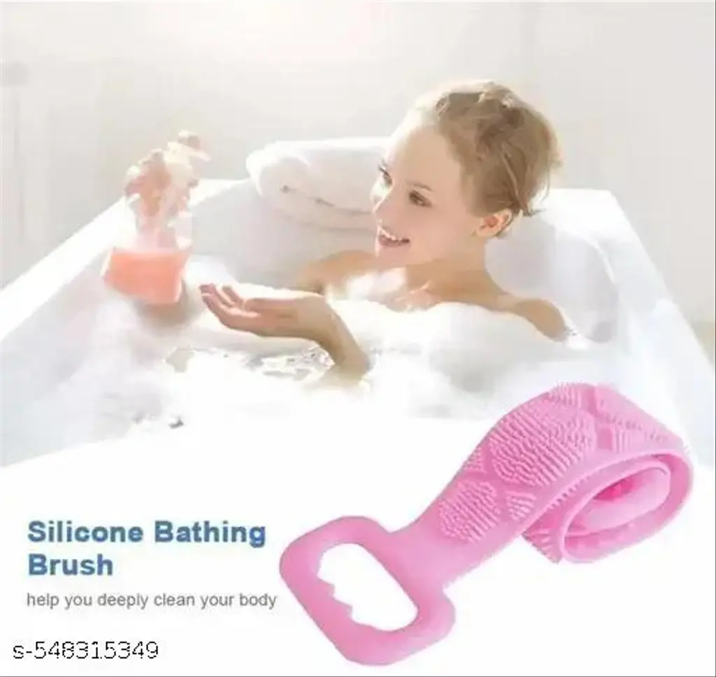 Silicone Body Back Scrubber Double Side Bathing Brush for Skin Deep Cleaning Body Scrubbers & Brushes RANDOM COLOR