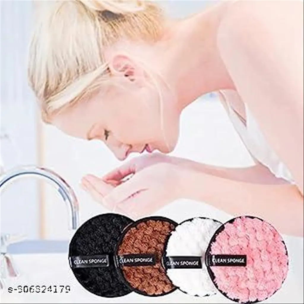 Reusable Soft Makeup Remover Pads for All Skin - 2 pack Microfiber Face Rounds Wipes Heavy Mascara Eye Shadow Facial Cleansing Puffs Foundation, Washable Removal Cloth, Chemical Free PACK OF 2 (Color May Vary)