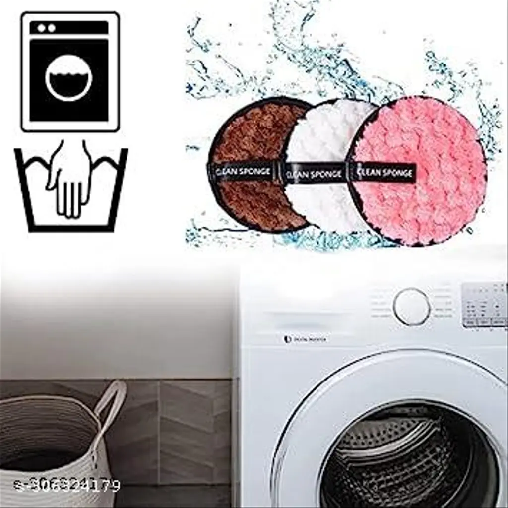 Reusable Soft Makeup Remover Pads for All Skin - 2 pack Microfiber Face Rounds Wipes Heavy Mascara Eye Shadow Facial Cleansing Puffs Foundation, Washable Removal Cloth, Chemical Free PACK OF 2 (Color May Vary)