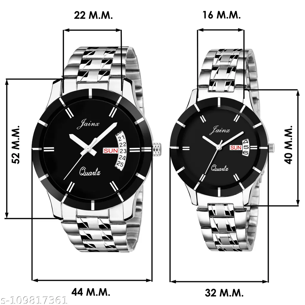 Jainx Black Dial Day And Date Analog Watch - For Couple Couple watches