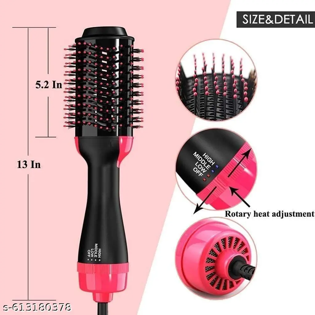 3-in-1 Hot Air Brush Hair Dryer & Volumizer – Salon Blow Dryer, Straightener & Styler with 3 Speed Settings