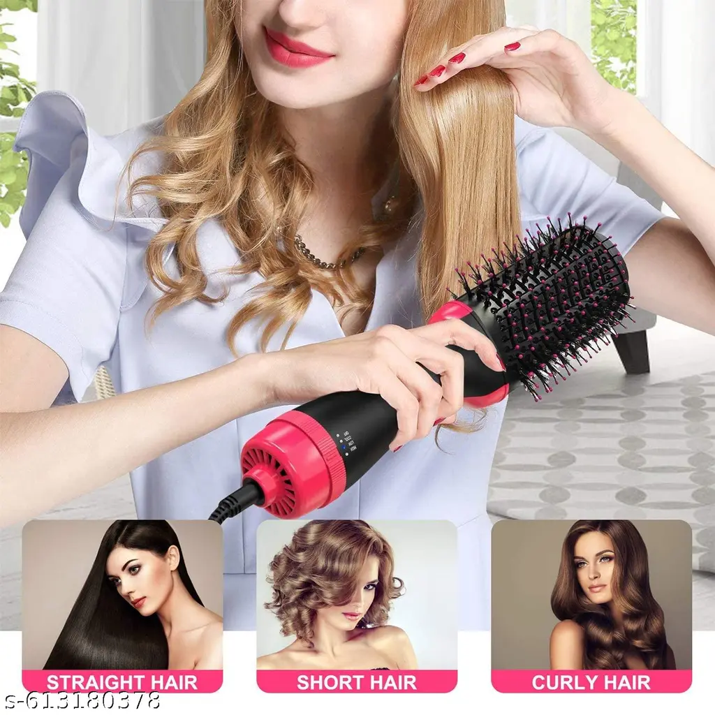 3-in-1 Hot Air Brush Hair Dryer & Volumizer – Salon Blow Dryer, Straightener & Styler with 3 Speed Settings