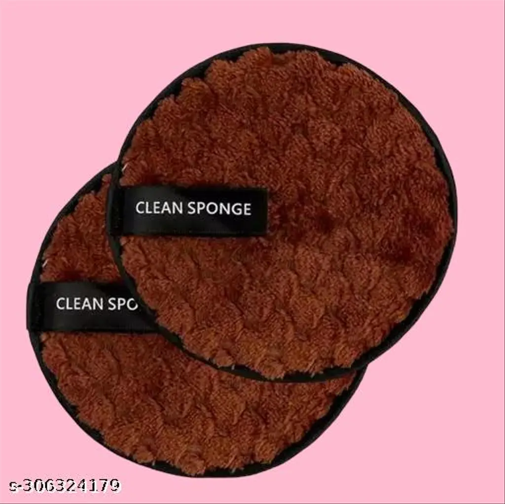 Reusable Soft Makeup Remover Pads for All Skin - 2 pack Microfiber Face Rounds Wipes Heavy Mascara Eye Shadow Facial Cleansing Puffs Foundation, Washable Removal Cloth, Chemical Free PACK OF 2 (Color May Vary)